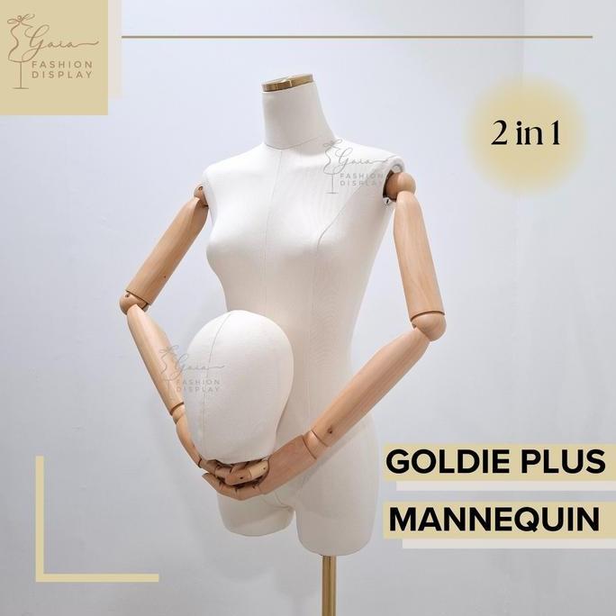 Manekin Goldie Tusuk Jarum 2 in 1 Manekin Setengah Badan Tangan Robot Patung Setengah Badan Ada kepa