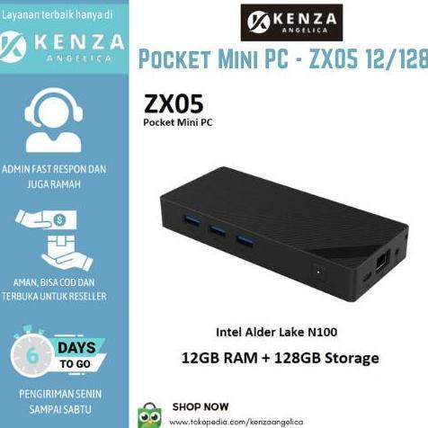 WISZCA- ZX05 Pocket Mini PC - Intel Alder Lake N100 - LPDDR5 12GB RAM SSD 128GB ROM