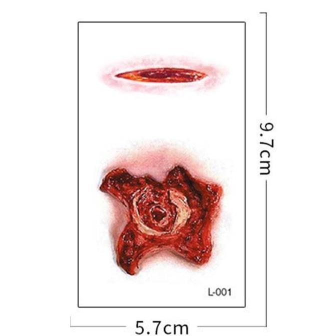 Helloween Prank Terluka Jahitan Stiker Tato Temporer Scar Blood Tattoos Tato Luka Jahitan Tato Luka 