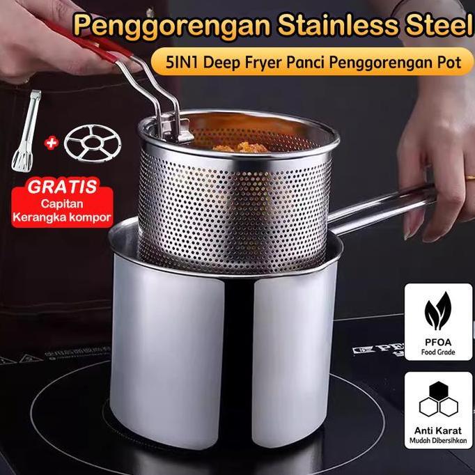 [Home Inspiration] Panci Multifungsi  5in1 Bisa Untuk Menggoreng dan Merebus dengan Tirisan Stainles