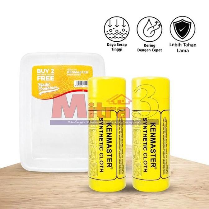 Ready oke] KENMASTER Synthetic Cloth 2pcs FREE BOX Plas Chamois / Kain Lap Kanebo