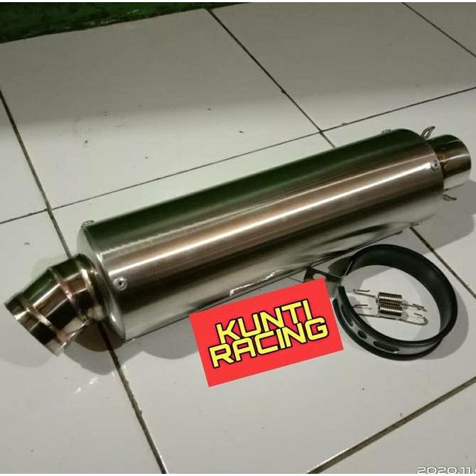 KNALPOT RACING CUSTOM SILENCER PENDEK BULAT UNIVERSAL fullsystem aerox Original