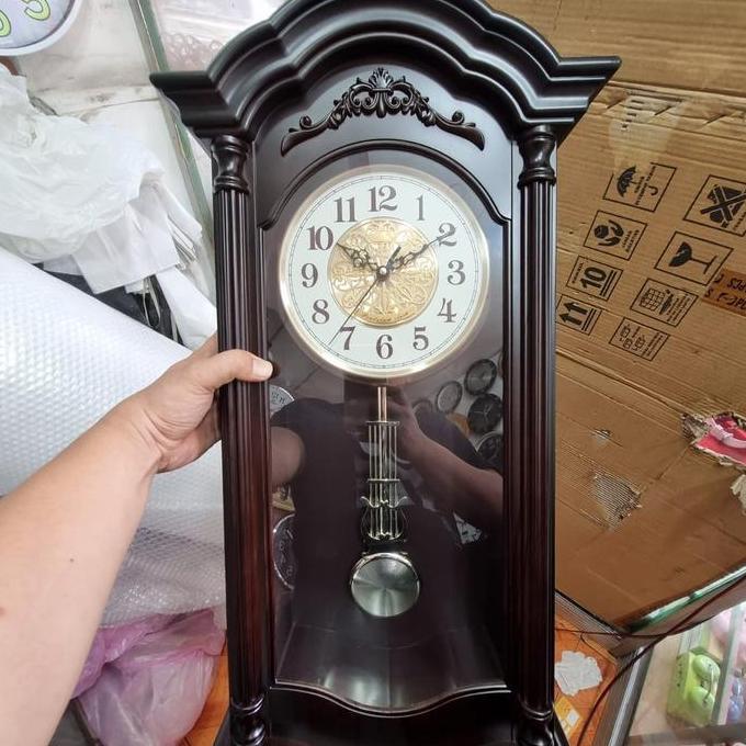 BEBAS ONGKIR - jam dinding kuno klasik motif kayu musik dan bandulan
