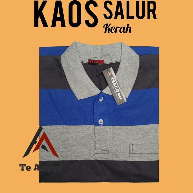 DF386>> Kaos Kerah Salur Pria Dewasa Saku Depan Lengan Pendek Motif Polo Polos Tebal Bahan Halus Ade