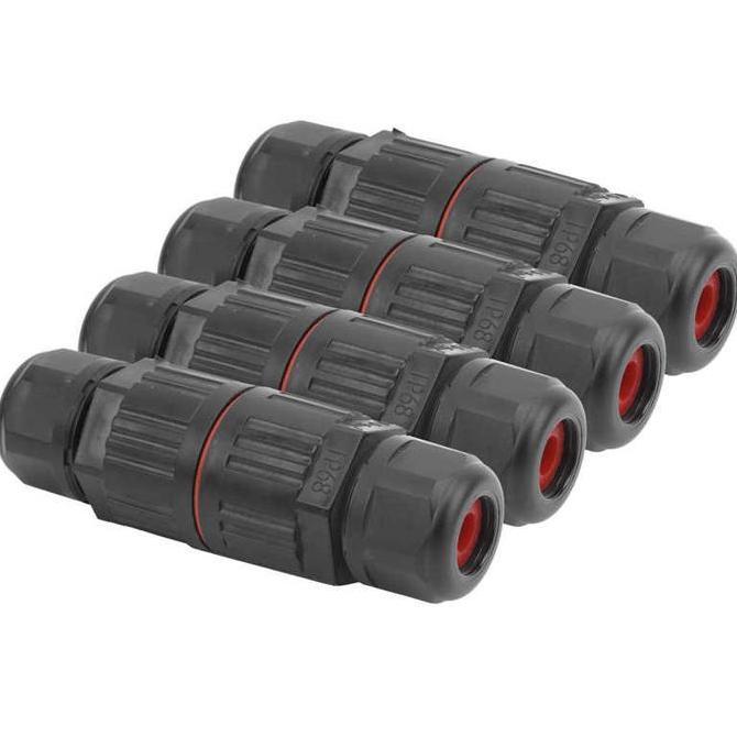 Promo 4Pcs 3 Pin Ip68 Outdoor Waterproof Connector 1 In 1 Out Cod