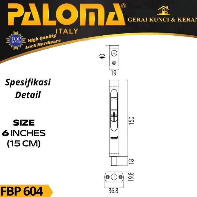 Promo Flush Bolt Paloma Fbp 604 Sabrina 6" | Grendel Tanam Slot Pintu Flush Cod