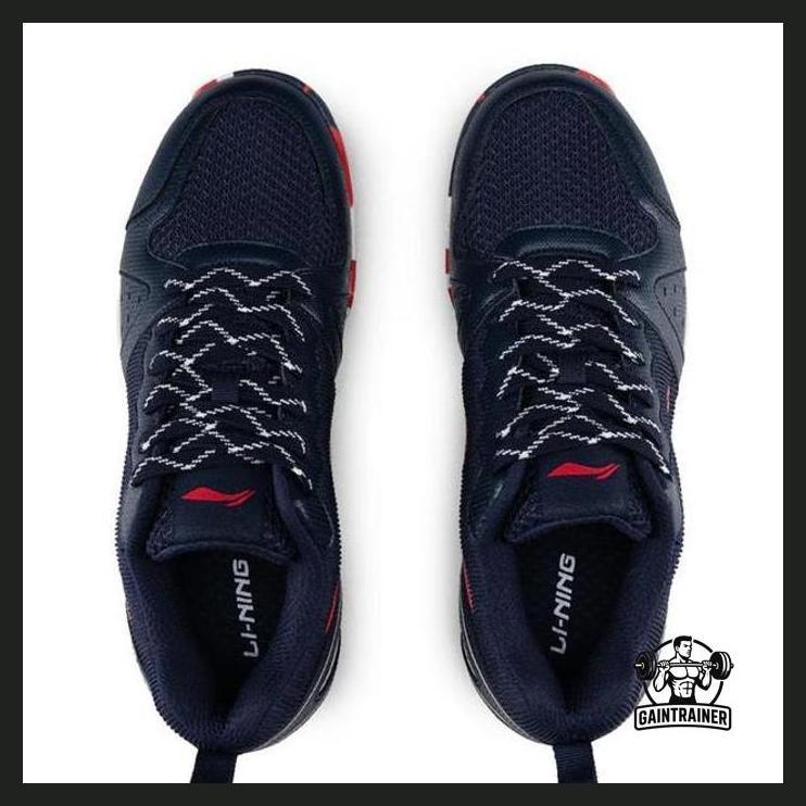 OLAHRAGA - SEPATU BADMINTON LINING AERO FLOW NAVY RED WHITE PACKING AMAN