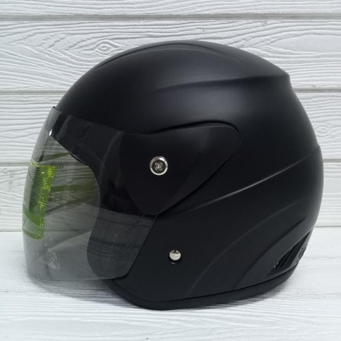DY109 - HELM EVOLUTION POLOS HITAM BLACK DOFF HALF FACE MODEL GM EVO