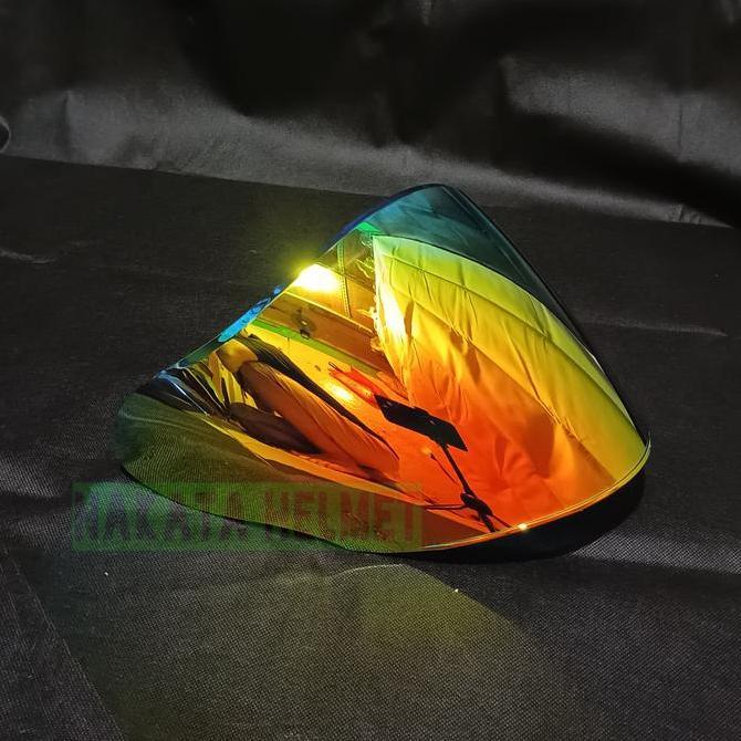 DF403>> Kaca helm KYT KYOTO flat visor helmet kyt kyoto Smock Bening Silver Blue Redgold