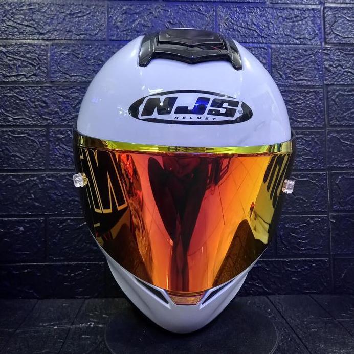 NJS HELM ZX-1 SOLID WHITE DOUBLE VISOR PAKET GANTENG