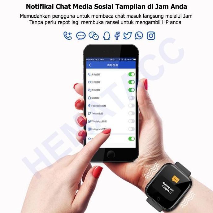 Jam Tangan Pintar Y68 Anti Air Smartwatch D20 Asisten Olahraga IWO