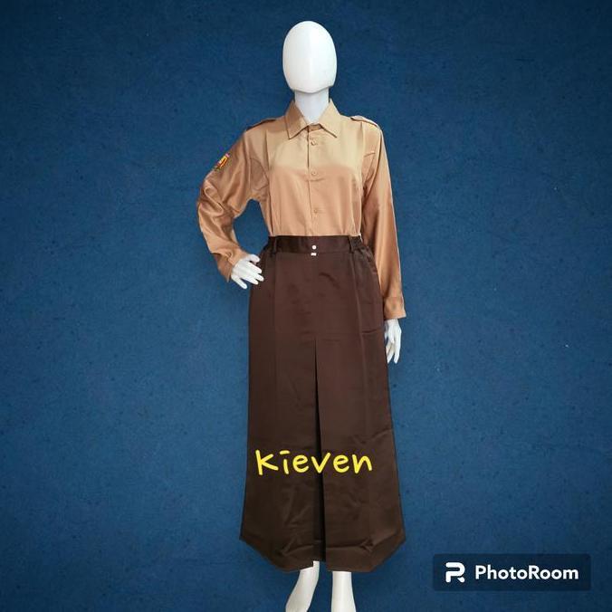 seragam rok sekolah sma rampel 1 bahan licin element abu coklat hitam
