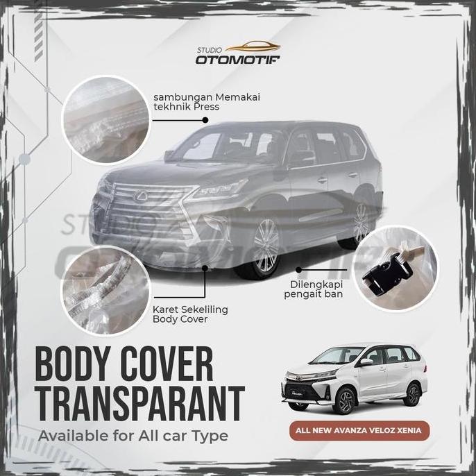 TERBARU - BODY COVER ALL NEW AVANZA XENIA VELOZ TRANSPARENT PLASTIK BENING 0,8MC