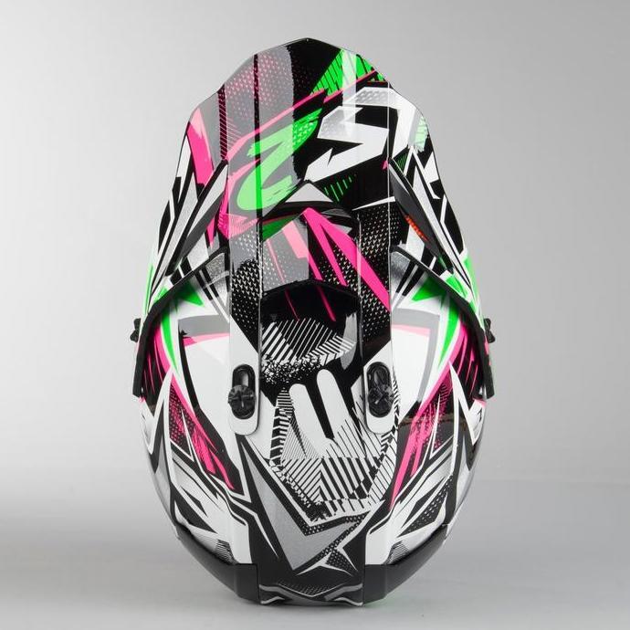 Helm Motorcross Cross LS2 MX437 Fast Strong MX Helmet White Green Pink
