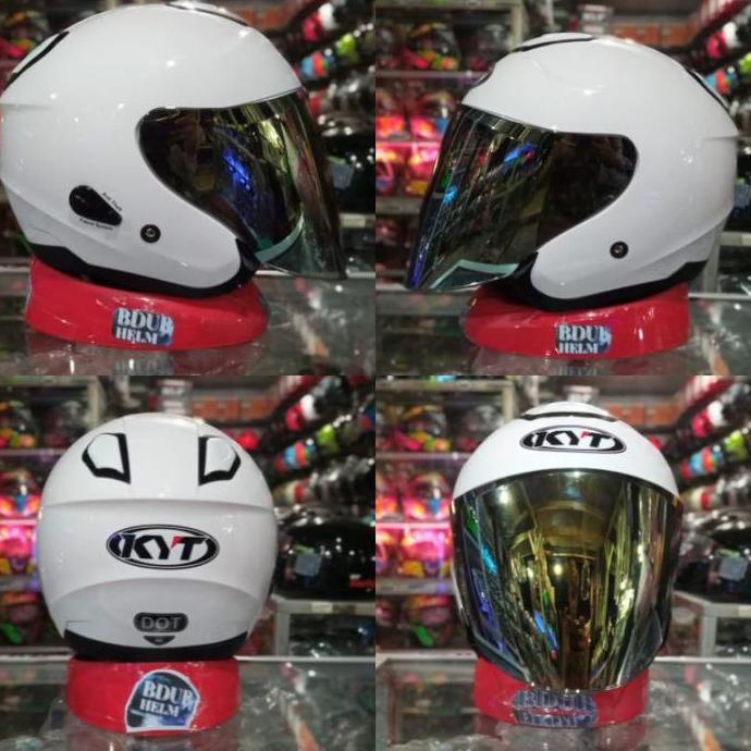 HELM KYT KYOTO SOLID WHITE VISOR IRIDIUM SILVER