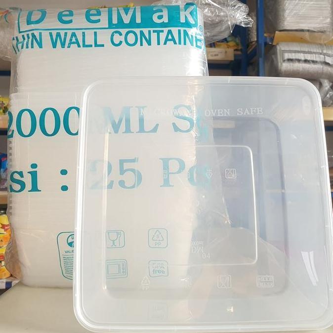 Thinwall 2000ML DM / Kotak Penyimpanan Makan / Kontainer Food 2L / Kotak Makan Isi 25Pcs / DM 2000ML