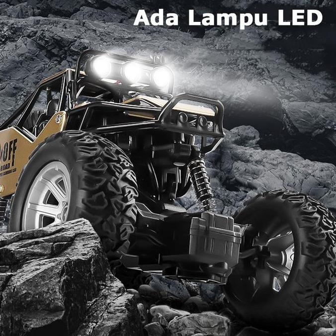Mobil Remote Control Mobil Mainan Off Road Truk Logam Dual Motor + Lampu LED Rock Crawler Mainan