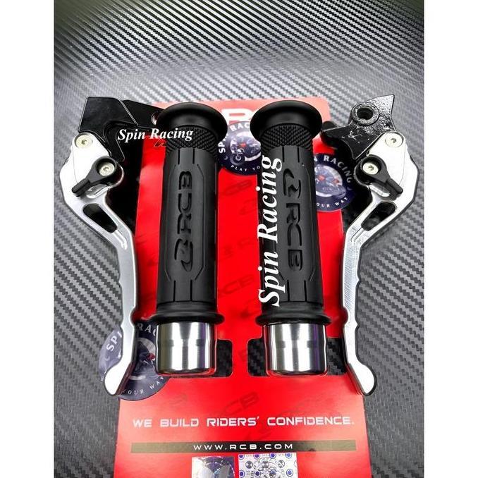 Handgrip RCB Original RCB HG77 + Jalu Stang BULAT ARM AKN CNC + Handle Rem Stelan CNC Handgrip Motor