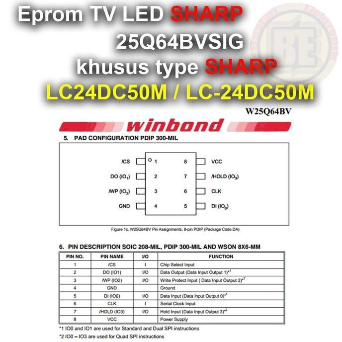 Ic Eprom Firmware TV SHARP LC24DC50M / LC-24DC50M