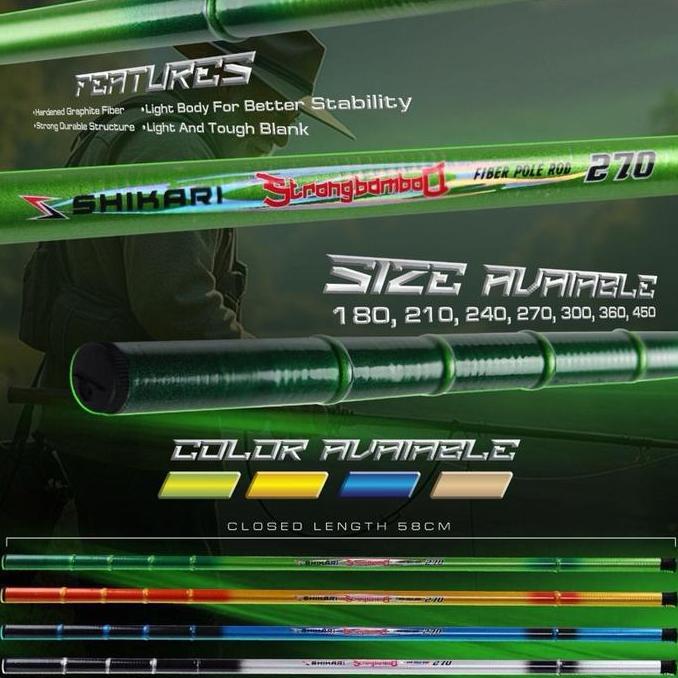 Joran tegek shikari bamboo 180-450 warna acak