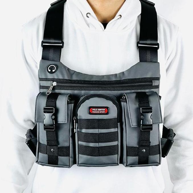Promo POLO AMSTAR Tas Selempang Dada Pria CHESTBAG Tahan Air Tas Pria Rompi Outdoor COD