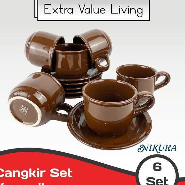 Nikura Cangkir Set 6 Pasang Cangkir Teh Cangkir Kopi Keramik
