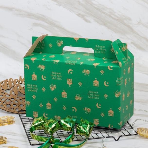 Dus Jinjing Kardus Tenteng Bingkisan Hampers Lebaran Box Paing Hijau