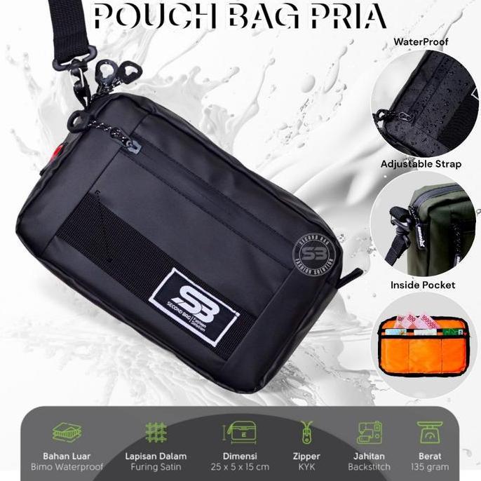 Promo Clutch Bag Hand Bag 3 in 1 Pouch Tas Selempang Pria Wanita Noris Waterproof  Original By Secon