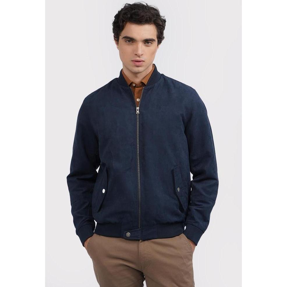 Promo WOOD Cut & Sewn Bomber Suede Jacket 2-JKXLXC125B031 Navy COD