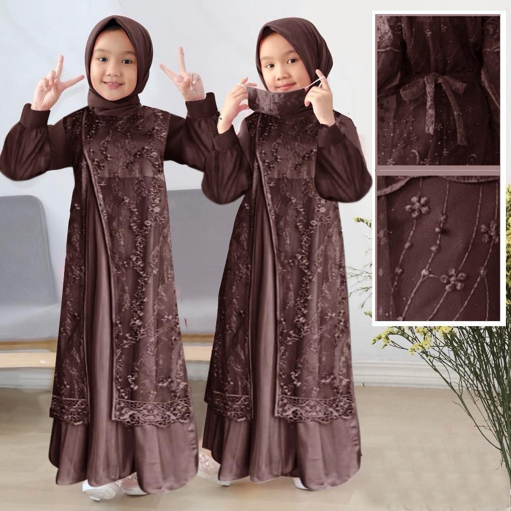 Zea Mall Setelan Anak Anak Kid Kiyara (3-4Thn 5-6Thn 7-8Thn 9-10Thn 11-13Thn) Gamis Anak Gamis Lebar