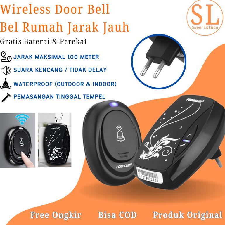 Bel Pintu Rumah Tanpa Kabel Jarak Jauh Wireless Waterproof 100Meter Bel