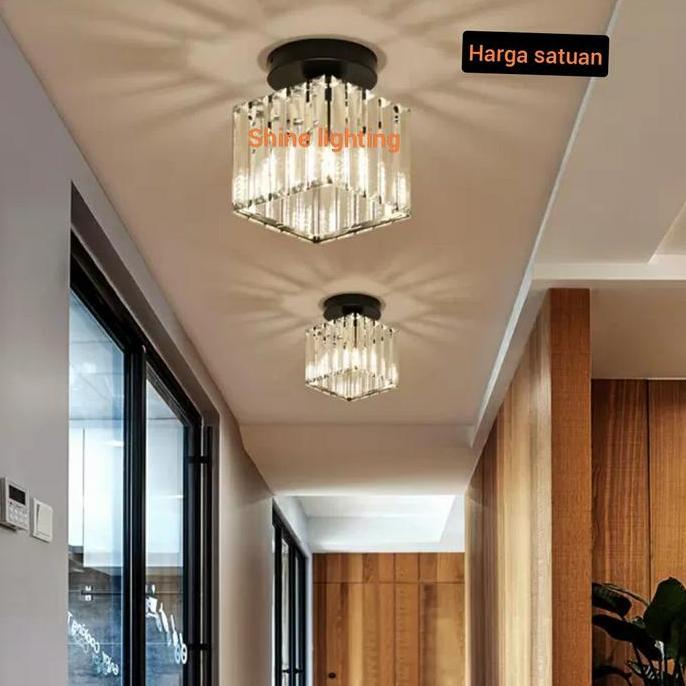 Lampu plafon minimalis kotak kristal ruang tamu/ruang tidur tipe 7288F