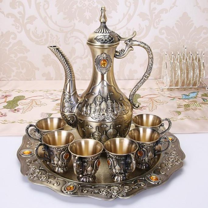 Cangkir Teko Set Turki Arab Tea Set Pot Persia Teko Zamzam Aluminium SHA