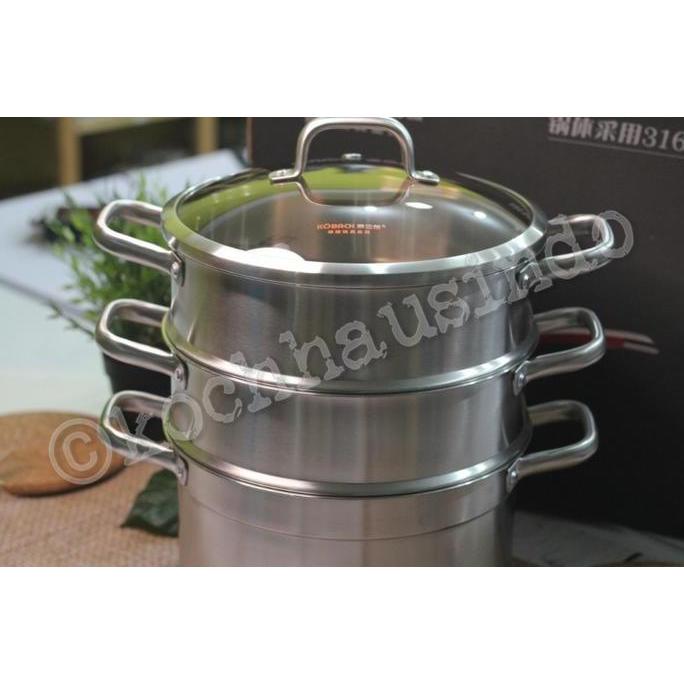 Zebra Panci Steamer 3 Susun Stainless Steel Set Kukus Stainless Steel