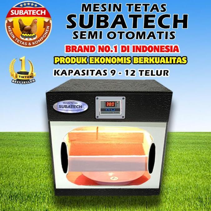 SUBATECH MESIN TETAS SEMI OTOMATIS KAPASITAS 9-12 TELUR AYAM BEBEK BURUNG PENGATURAN SUHU OTOMATIS L