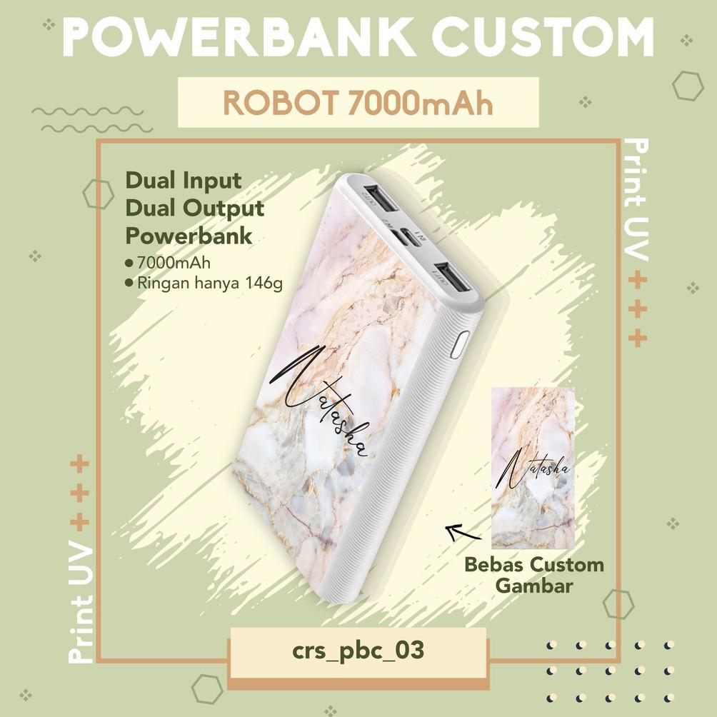 POWERBANK ROBOT 7000mAh / 10000mAh BISA CUSTOM GAMBAR BEBAS PRINT UV Powerbank