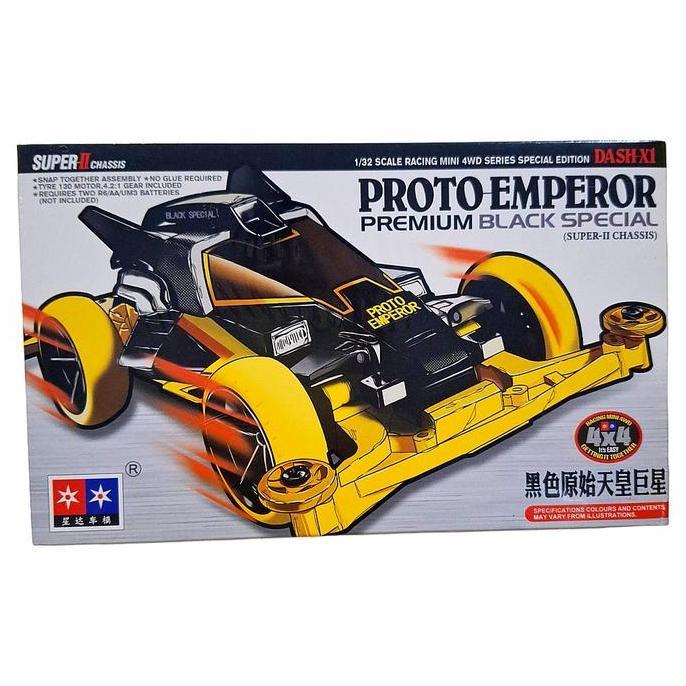 mainan mobil rep tamiya mini4wd seri dash emperor premium super 2 chassis merek daxing IQB