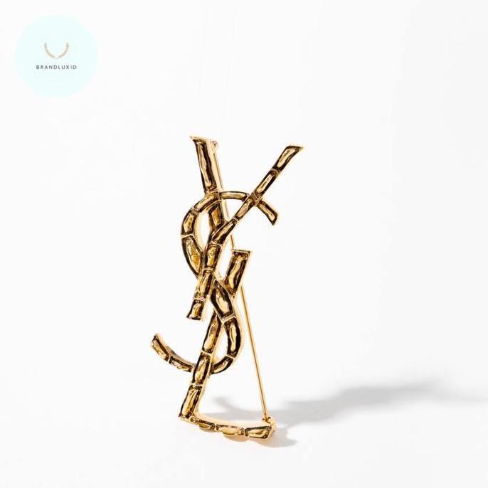 Saint Laurent Opyum Brooch croco brooch  Twisted brooch Engraved brooch Wrapped cord brooch Gold