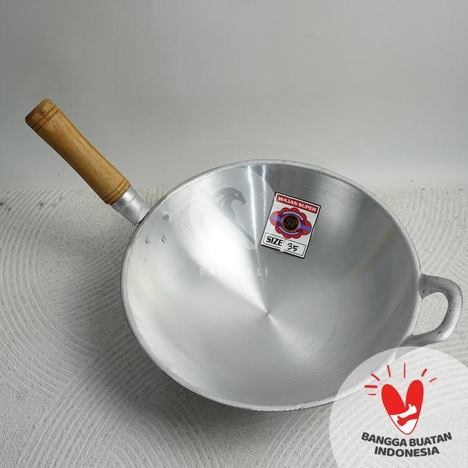 Wajan / Wok Bakmi Aluminium Gagang Kayu