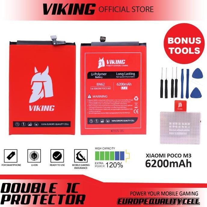 VIKING Baterai For Poco M3 BN62 Double Power