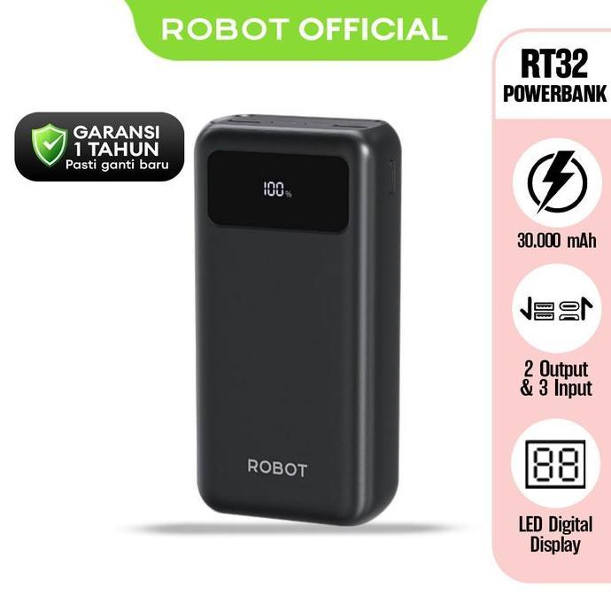 PowerBank ROBOT 30000mah RT32 Quick Charging Powerbank Garansi 1 tahun
