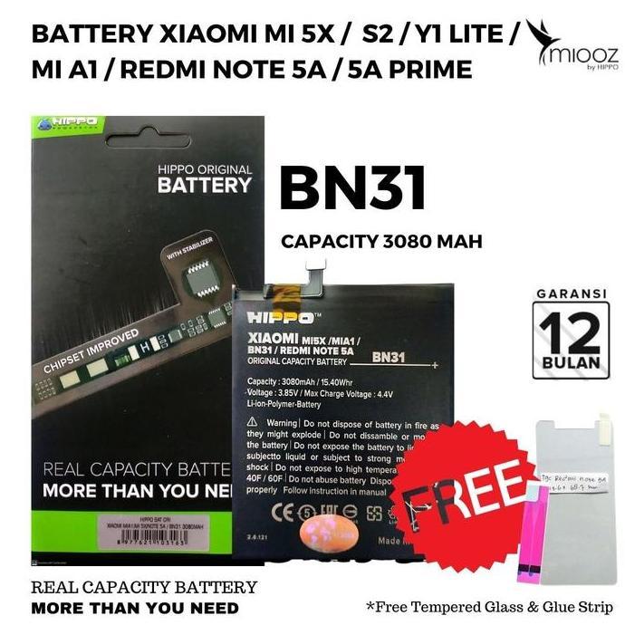 Baterai Hippo Redmi S2 Y1 Lite Bn31 3080 mAh Garansi