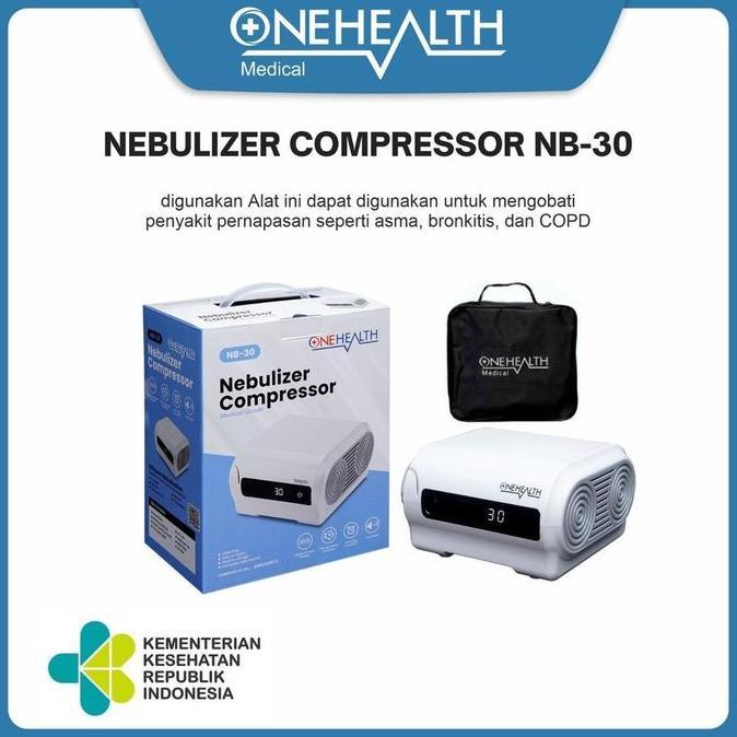 Onehealth Nebulizer Compressor Nb-30 Untuk Mengobati Penyakit Pernafasan, Asma, Bronkitis, Copd