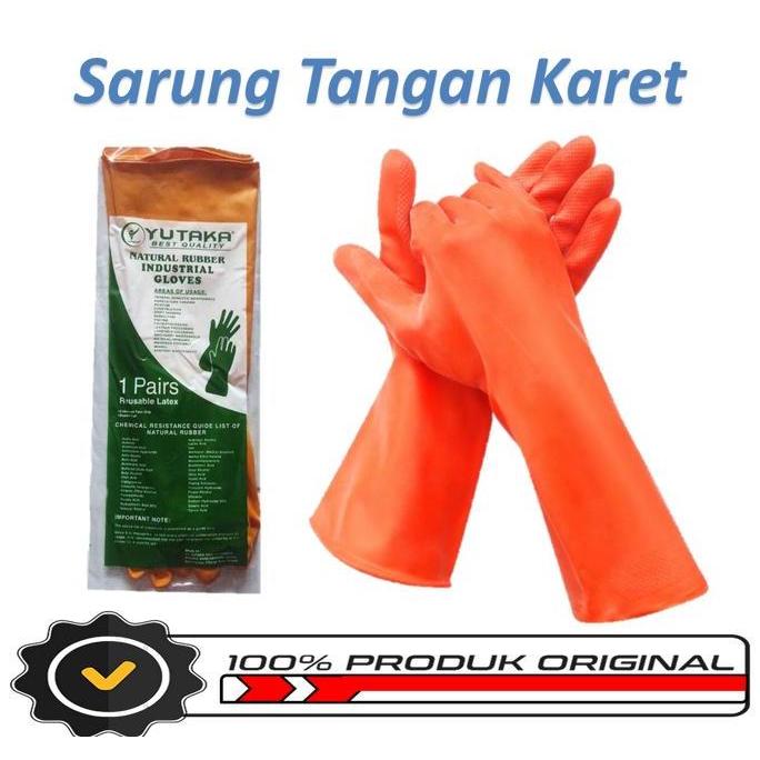 Sarung Tangan Karet Latex Warna Orange Panjang 40Cm Panjang 30Cm Harga Perpasang