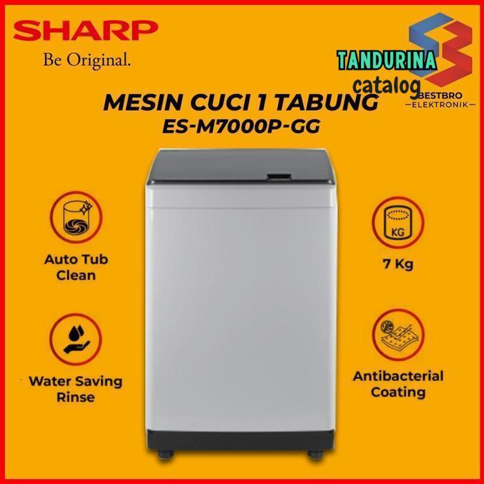 Gratis Ongkir Xtra Vex-2126 Sharp Mesin Cuci 1 Tabung Esm 7000 Pgg 7Kg Mesin Cuci Top Load Viral Th-