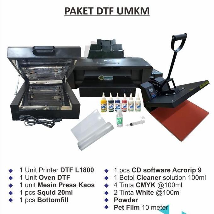 TERBARU Paket Sablon DTF A3 Komplit | Printer DTF | Oven | Mesin Press | Bahan BISA GRAB