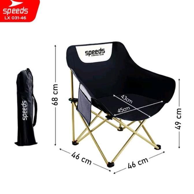 Speeds Kursi Lipat Bulat Moon Folding Tenda Camping Mancing Hitam