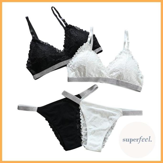 Promo SFL 1 SET PAKAIAN DALAM BROKAT KATUN BRA DAN CD KOLOR BH CELANA DALAM SATU SET SEPASANG SERASI