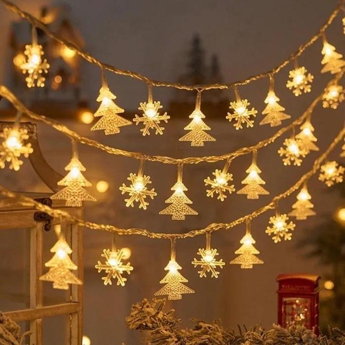 Promo 6782 Lampu Tumblr Led Snowflake Battery / Lampu Led Pohon Natal 3 Meter Cod