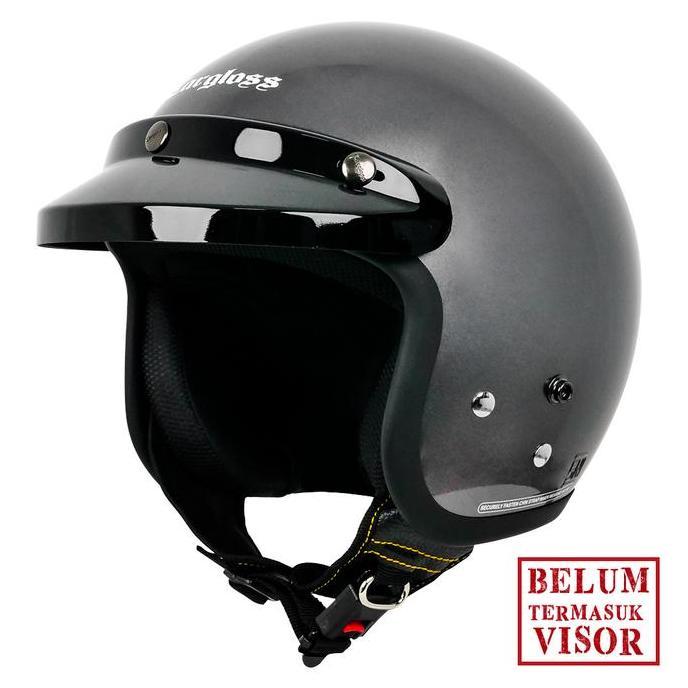 Helm Cargloss Original CFM Retro Army Half Face - Anchor Grey Glossy Motor Motorcycle